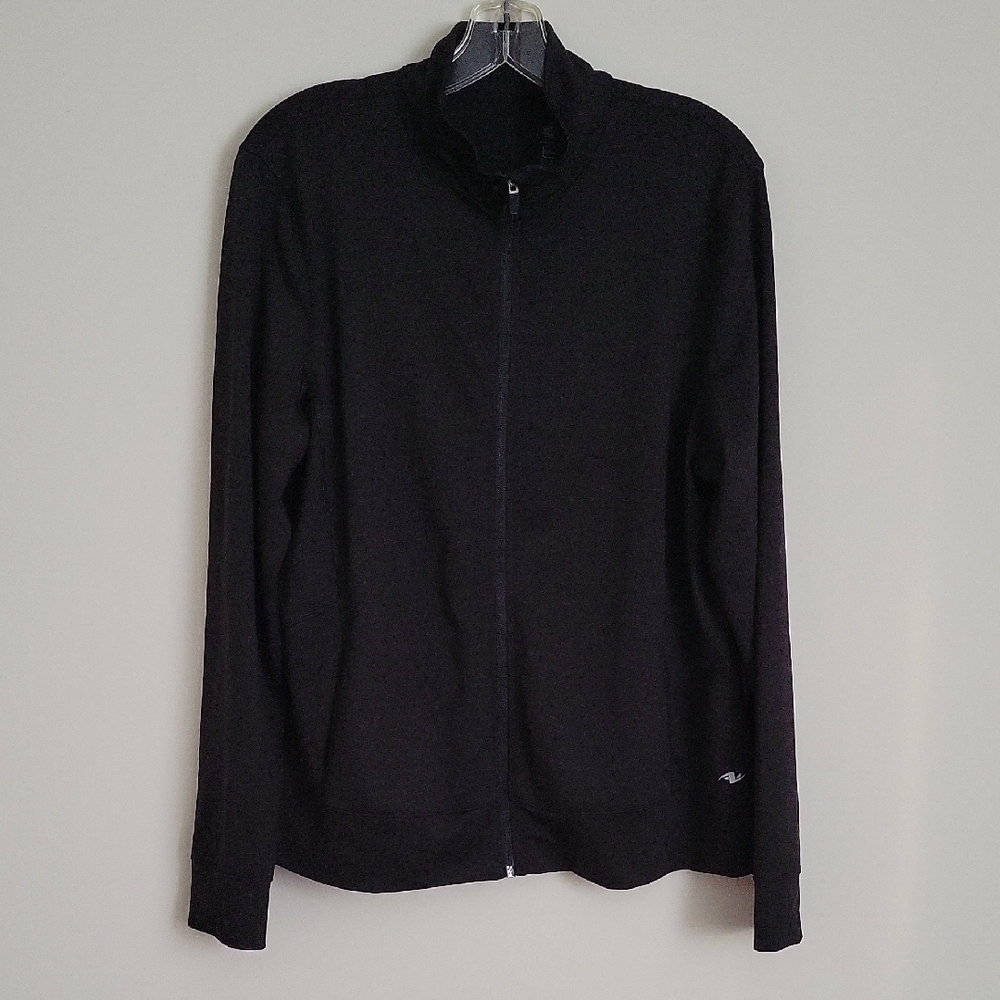 Athletic Works Women's Black Activewear Zip-Up Top- Size XXL
